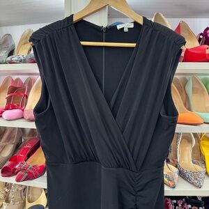 Gianni Bini Laurel Matte Jersey V-Neck Sleeveless Ruched Waist Midi Dress